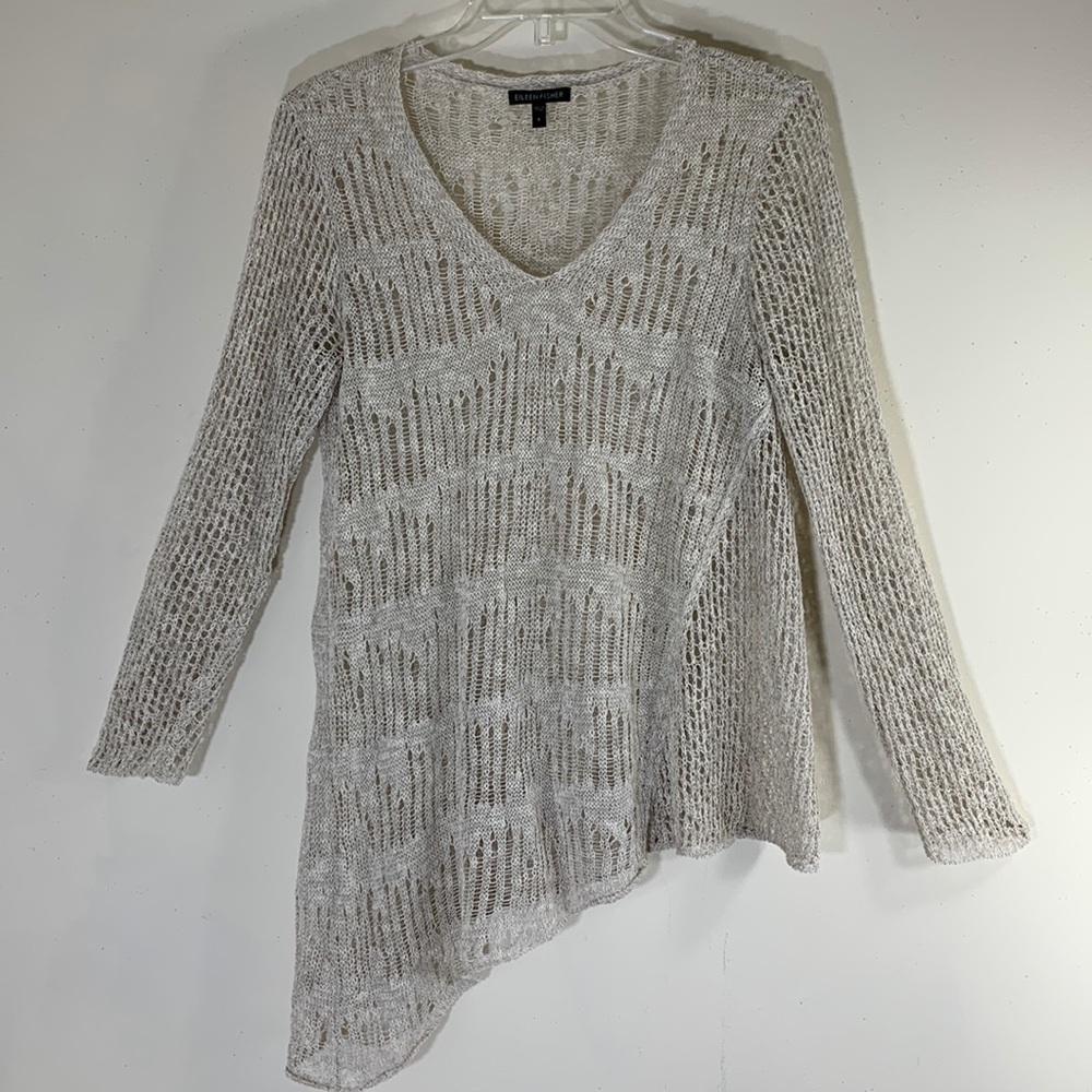 Eileen Fisher Loose Knit Asymmetric Sweater. S.